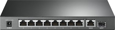 TP - لينك محول كمبيوتر مكتبي TL-SG1210P بـ10 منافذ جيجابت مع 8 منافذ بي او اي + محول ايثرنت (30 واط/منفذ PoE و63 واط لجميع منافذ بي او اي، لا يتطلب تكوين)، جودة الخدمة