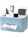 ECOCO AIWANTO Multifunction Plastic Tissue Box Holder Storage Organizer Desktop Tissue Box Drawer Storage Desk Storage Organizer Box Container for Home Kitchen Office (Blue)