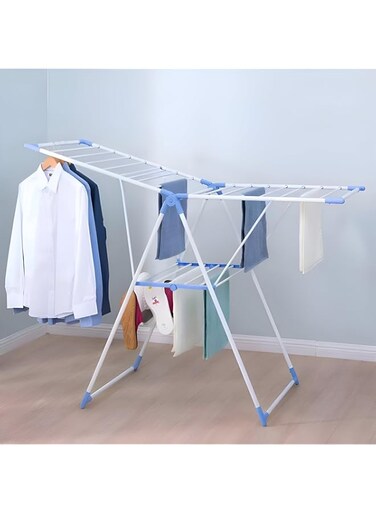 Anzuma Foldable Stainless Steel Clothes Drying Stand منشر غسيل قابل للطي with Adjustable Wings, Clothes Dryer for Indoor and Outdoor, Easy Storage, Laundry Hanging Stand and Drying Rack