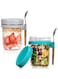 Overnight Oats Jars with Lid and Spoon, 2PCS 350ml Large Capacity Airtight Oatmeal Container with Measurement Marks, Wide Mouth Portable Jars Breakfast Container for Salads Yogurt Cereal Milk
