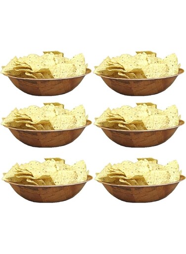 Winco Round Woven Wood Snack or Salad Bowl: 10", Set of 6