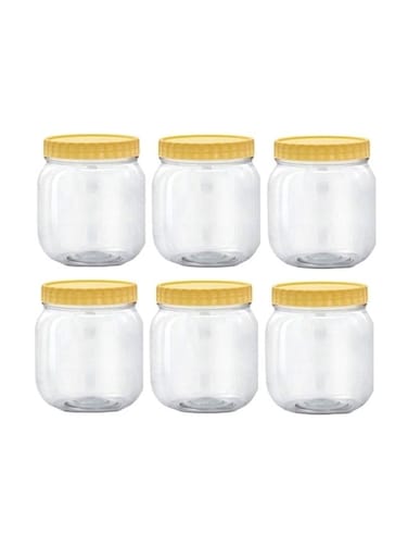 6-Piece Plastic Spice Jar Set Clear/Yellow 500ml