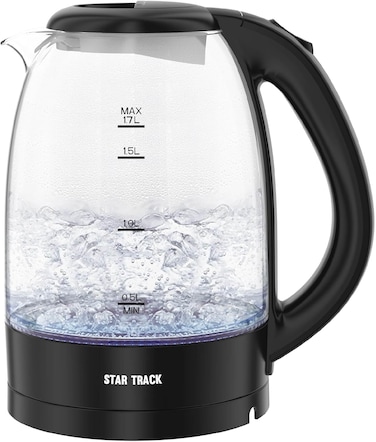 STAR TRACK 1.7L Electric Kettle, 2200W, Instant Heating, Auto Shut Off, Transparent Glass Body with LED Indicator, ST-17TD-KG2200