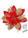 Tazweeq Artificial Poinsettia Flowers, Flower Decorations with Metal Clips, New Year Ornament, for Winter Xmas Tree, Wedding Party, Holiday, Wreath Garland D&eacute;cor (Red Gold), 12Pcs