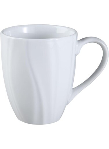 Boutique Swept Porcelain Mug, Microwave, Dishwasher &amp; Oven Safe, White, 414&acirc;&euro;&macr;ml Capacity