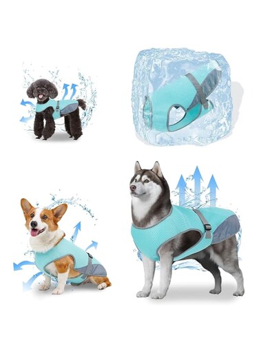 NALACAL Dog Cooling Vest, Cooling Vest for Dogs, Dogs Evaporative Cooling Coat Dog Cooling Jacket, Pet Cooling Vest, Breathable Mesh Ice Vest Adjustable Straps Cool Vest, Small Medium &amp; Large Dogs (M)