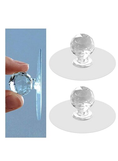 Crystal Acrylic Knob Cabinet set includes 2 clear knobs designed to add elegance and functionality to your furniture.