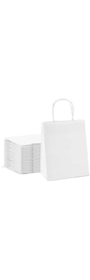ecoway Kraft Paper Bags - Pack Of 10 Craft Medium Paper Grocery Bags With Handles For Shopping, Party, Birthday, Wedding Gift, Retail, Merchandies Ecofreindly Reusable White (28 X 16 X 28 CM)
