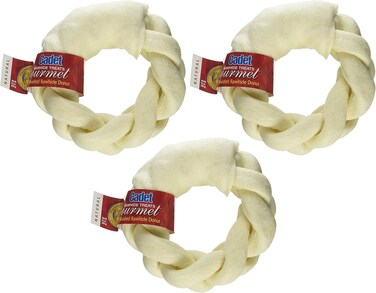 Cadet 5" Braided Beef Hide (Rawhide) Donut Dog Treats &amp; Chews