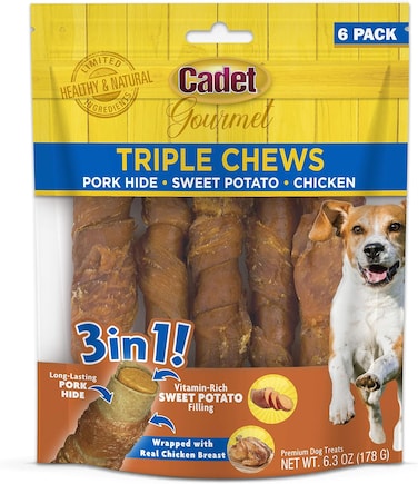 Cadet 6 pk. Chicken &amp; Sweet Potato Triple Chew Treat Dog Treats &amp; Chews