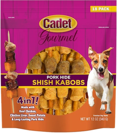 Cadet Pork Hide Shish Kabobs 18pk Dog Treats &amp; Chews