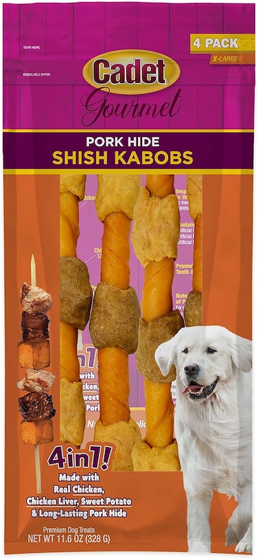 Cadet XL Pork Hide Shish Kabobs 4pk Dog Treats &amp; Chews