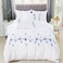 MMM HOME 4-Pieces Embroidered Single Size Duvet Cover Set ,1 Duvet Cover + 1 Fitted Sheet + 2 Pillow Covers,Elegant Design