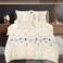 MMM HOME 4-Pieces Embroidered Single Size Duvet Cover Set ,1 Duvet Cover + 1 Fitted Sheet + 2 Pillow Covers,Elegant Design