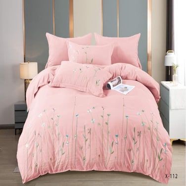 MMM HOME 4-Pieces Embroidered Single Size Duvet Cover Set ,1 Duvet Cover + 1 Fitted Sheet + 2 Pillow Covers,Elegant Design