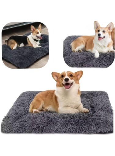 Plush, Soft, and Cozy Pet Bed for Larger Dogs with Anti-Slip Base and Easy-to-Clean Mat, Tailored for Medium to Large Pups (Dark Grey, Large)