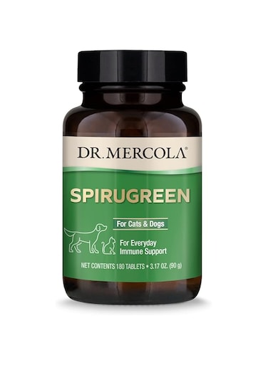 Dr. Mercola, SpiruGreen, for Cats and Dogs (180 Tablets), with Organic Spirulina and Microalgae,Organic Spirulina, Non GMO, Soy Free, Gluten Free