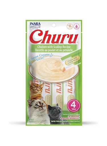 INABA Churu Chicken with Scallop Recipe Pet Food (4 Pieces)