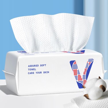 Face Towels Disposable Cotton Facial Clean Towels, 100 Count Biodegradable Soft Dry Facial Tissue, Face Drying Towels for Skin Care, Makeup Remover, Disposable Face Cloths for Washing Face