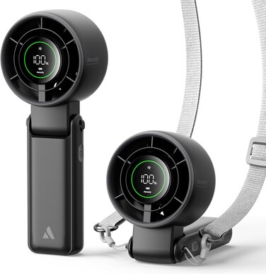 Aecooly 3 IN 1 Portable Fan, Turbo Handheld USB Rechargeable Mini Personal [22H Max Cooling Time], Battery Powered Small Foldable Pocket Fan for Travel Essentials, Gifts for Women, Girls -Black