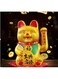 XIGUI Lucky Cat,Beckoning Ceramic Maneki Neko Lucky Fengshui Cat,Japanese Lucky Cat with Waving Arm Gold Battery Operated(7 inches)