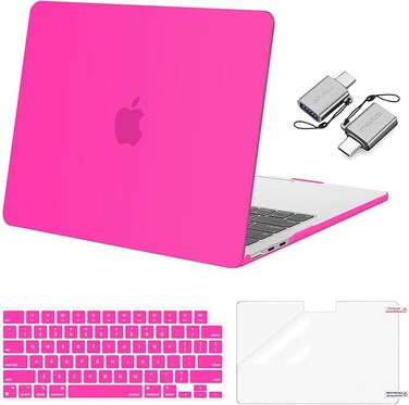 MOSISO Compatible with MacBook Air 13 inch Case 2025 2024 2023 2022 M4 A3240 M3 A3113 M2 A2681, Plastic Hard Shell&amp;Keyboard Cover&amp;Screen Film&amp;Type C for MacBook Air 13.6 inch Case, Bright Rose

