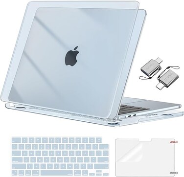 MOSISO Compatible with MacBook Air 13 inch Case 2025 2024 2023 2022 M4 A3240 M3 A3113 M2 A2681, Plastic Hard Shell&amp;Keyboard Cover&amp;Screen Film&amp;Type C for MacBook Air 13.6 inch Case, Crystal Sky Blue
