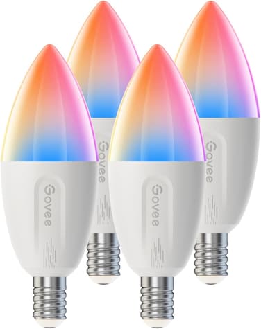 Govee Smart Light Bulb E14, RGBWW LED Lamp, Works with Matter, Alexa, Google Assistant, Smart Bulb E14 Light Bulb 450 LM, Dimmable with 16 Million DIY Colours, 54 Scenes, Pack of 4