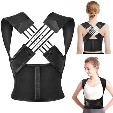 Posture Corrector, Posture Trainer for Women Men, Adjustable Back Straightener, Breathable Shoulder Strap, Back Support for Back, Neck and Shoulder (M)