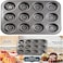 Non-Stick Mini Brownie Cake Pan, 12-Cavity Carbon Steel Fluted Cake Baking Tray for Muffins, Jelly, Chocolate &amp; Desserts   Oven Safe, Easy Release &amp; Easy Clean Bakeware