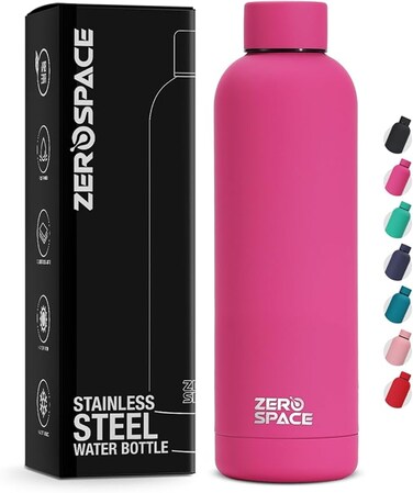 ZeroSpace Stainless Steel Water Bottle, 750ml Insulated Water Bottle for Kids School, Double Wall Water Thermos Flask for Hot &amp; Cold Drinks, Sports Hot Water Bottle (Dark Pink)