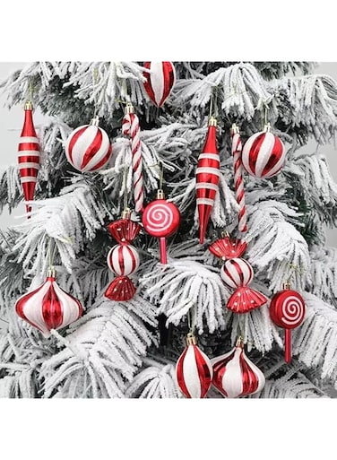 MISTHO 14 Pack Candy Hanging Christmas Ornaments Lollipop Cane Ornaments with String for Christmas Tree DIY Craft Holiday Party Favors