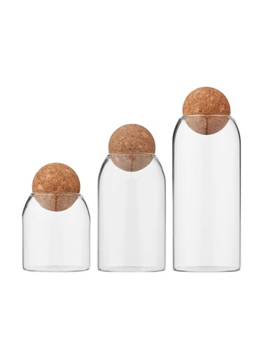Borosilicate Glass Storage Jars Set with Airtight Bamboo Lids (500ml, 800ml, and 1200ml) For Dry Goods Spices Sugar Salt Coffee, Tea Bath Salts and More