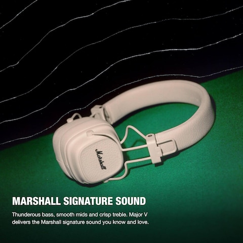 Marshall Major V Wireless On-Ear Headphones, Cream
