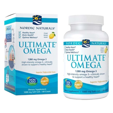 Nordic Naturals Ultimate Omega 3 1280mg Per Serving Fish Oil Supplement Softgels, Pack of 60's