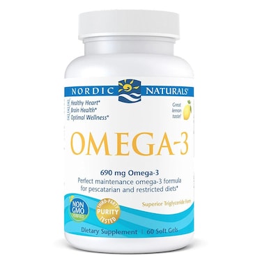 Nordic Naturals Omega 3 690mg Per Serving Fish Oil Supplement Softgels, Pack of 60's