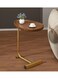 Wood End Table with Metal Frame, Side Table for Sofa and Bed