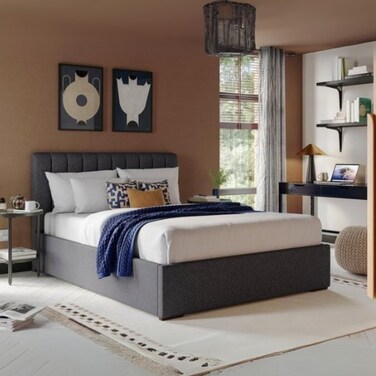 Dreamy Nest Upholstered Twin Size Bed (120 X 190 CM) Grey Color
