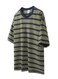 Mei Stylish Unisex Street Style Crew Neck Loose Fit Oversize T-shirt, XL Size, Green Stripe