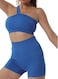 Mei Homecenter Women's Seamless One Shoulder Gym Fitness Sports Crop Bra Top, M Size, Blue