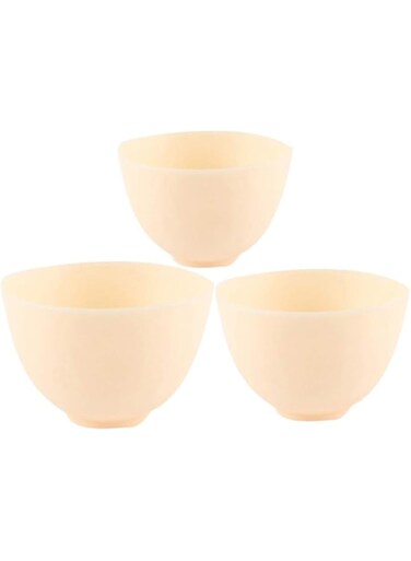 LANUOP Mixing Bowl 3 Pcs Facialmask Mixing Bowl Anti- drop Silicone DIY Facemask Bowl Cosmetic Stirring Bowls Massage Oil Dish Snack Serving Bowl for Skincare Products Yellow Beauty Bowl
