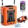 AUTO FAMILY Portable Hanging Waist Fan &ndash; Rechargeable Hands-Free Cooling Fan with Digital Display for Outdoor Work, Camping, Hiking &amp; Travel (AF-Orange)