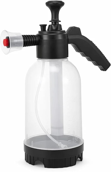 Auto Family 2L Hand Pump Pressure Sprayer Bottle &ndash; Garden Plant Mister, Adjustable Nozzle, Multi-Purpose Water Spray Bottle for Lawn, Cleaning &amp; Home Use (Transparent - Red)