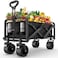 AUTO FAMILY Collapsible Folding Wagon Black, Portable Large Trolley cart, Bearing Heavy Capacity Beach Garden Shopping Carts &amp; Stroller Wagon (AF1-Green)