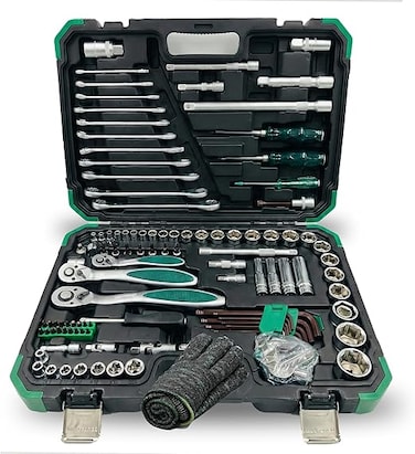 AUTO FAMILY Precision 121 Pcs Ratcheting Screwdriver &amp; Socket Bit Set &ndash; Repair Tool Kit with Magnetic Driver, Multi-Tool Screwdriver Tool Set with Box Alloy Steel Small Electric
