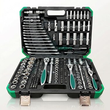 AUTO FAMILY Precision 218 Pcs Ratcheting Screwdriver &amp; Socket Bit Set &ndash; Repair Tool Kit with Magnetic Driver, Multi-Tool Screwdriver Tool Set with Box Alloy Steel Small Electric