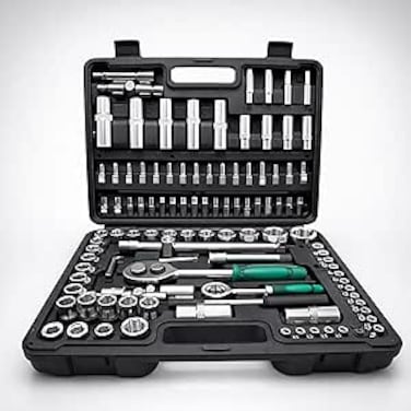 AUTO FAMILY Precision 108 Pcs Ratcheting Screwdriver &amp; Socket Bit Set &ndash; Repair Tool Kit with Magnetic Driver, Multi-Tool Screwdriver Tool Set with Box Alloy Steel Small Electric