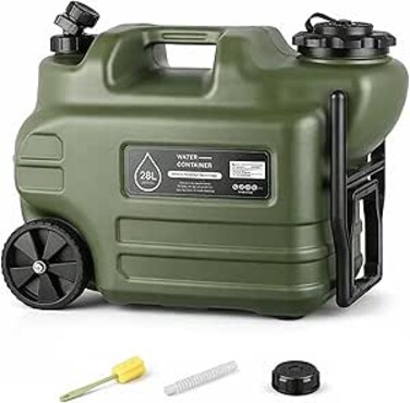 AUTO FAMILY 28L Portable Outdoor Camping Trolley Water Storage Container &ndash; BPA-Free, Durable Camping Water Jug with Spout &amp; Accessories