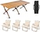 AUTO FAMILY Folding Aluminum 120CM Camping Table &amp; 4Pcs Chair Set &ndash; Roll-Up Table, Portable Lightweight Grill Table for Outdoor, Folding Table, Portable Outdoor Table, picnic table metal