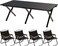 AUTO FAMILY Folding Aluminum 120CM Camping Table &amp; 4Pcs Chair Set&ndash; Roll-Up Table, Portable Lightweight Grill Table for Outdoor, Folding Table, Portable Outdoor Table, picnic table metal
